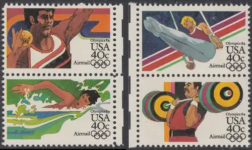 USA Michel 1622-1625 / Scott C105-C108 postfrisch SATZ(4) EINZELMARKEN (a2) - Olympische Sommerspiele 1984, Los Angeles