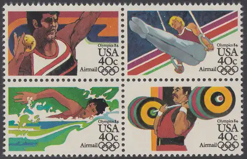 USA Michel 1622-1625 / Scott C105-C108 postfrisch BLOCK (a1) - Olympische Sommerspiele 1984, Los Angeles