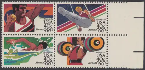 USA Michel 1622-1625 / Scott C105-C108 postfrisch BLOCK RÄNDER rechts - Olympische Sommerspiele 1984, Los Angeles