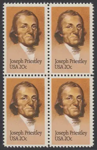 USA Michel 1626 / Scott 2038 postfrisch BLOCK - 250. Geburtstag von Josef Priestley, Chemiker