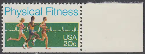 USA Michel 1629 / Scott 2043 postfrisch EINZELMARKE RAND rechts (unten ungezähnt) - Körperliche Fitness: Langstreckenlauf, Elektrokardiogramm
