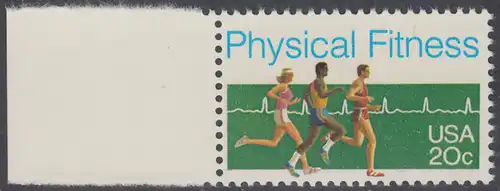 USA Michel 1629 / Scott 2043 postfrisch EINZELMARKE RAND links (a2) - Körperliche Fitness: Langstreckenlauf, Elektrokardiogramm