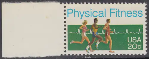 USA Michel 1629 / Scott 2043 postfrisch EINZELMARKE RAND links (a1) - Körperliche Fitness: Langstreckenlauf, Elektrokardiogramm