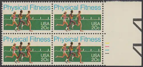 USA Michel 1629 / Scott 2043 postfrisch BLOCK RÄNDER rechts m/ Platten-# 1111 - Körperliche Fitness: Langstreckenlauf, Elektrokardiogramm