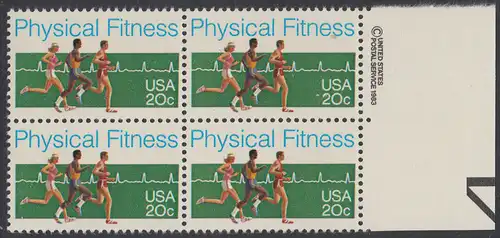 USA Michel 1629 / Scott 2043 postfrisch BLOCK RÄNDER rechts m/ copyright symbol - Körperliche Fitness: Langstreckenlauf, Elektrokardiogramm