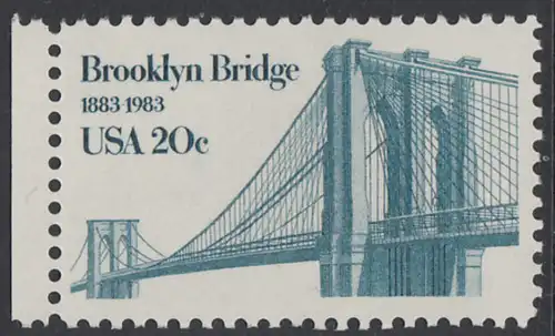 USA Michel 1630 / Scott 2041 postfrisch EINZELMARKE RAND links - Brooklyn Bridge, New York