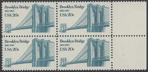 USA Michel 1630 / Scott 2041 postfrisch BLOCK RÄNDER rechts - Brooklyn Bridge, New York