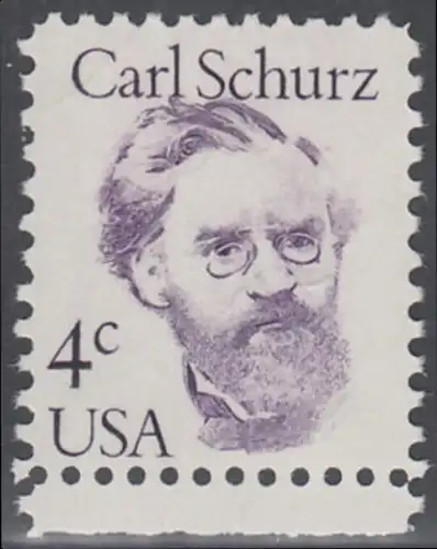 USA Michel 1632 / Scott 1847 postfrisch EINZELMARKE RAND unten - Amerikanische Persönlichkeiten: Carl Schurz (1829-1906), Politiker