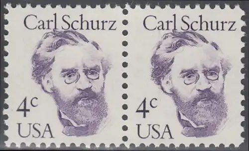 USA Michel 1632 / Scott 1847 postfrisch horiz.PAAR - Amerikanische Persönlichkeiten: Carl Schurz (1829-1906), Politiker