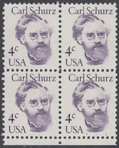 USA Michel 1632 / Scott 1847 postfrisch BLOCK RÄNDER unten - Amerikanische Persönlichkeiten: Carl Schurz (1829-1906), Politiker