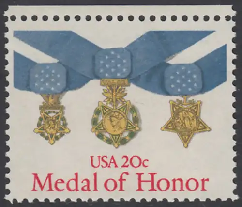 USA Michel 1633 / Scott 2045 postfrisch EINZELMARKE RAND oben - Verdienstmedaillen des Heeres, der Marine und der Luftwaffe
