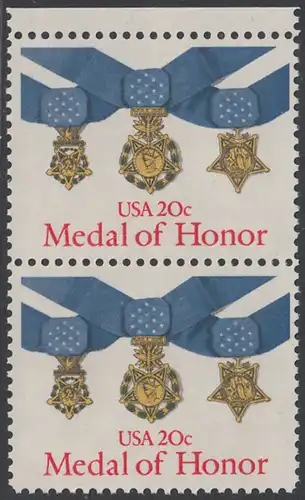 USA Michel 1633 / Scott 2045 postfrisch vert.PAAR RAND oben (a1) - Verdienstmedaillen des Heeres, der Marine und der Luftwaffe