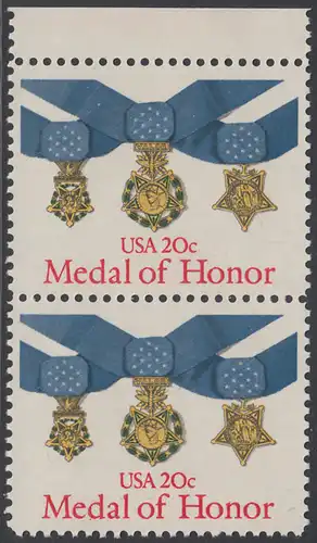 USA Michel 1633 / Scott 2045 postfrisch vert.PAAR RAND oben (a2) - Verdienstmedaillen des Heeres, der Marine und der Luftwaffe