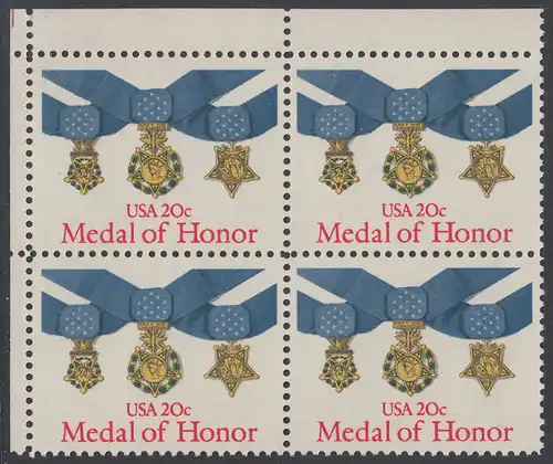 USA Michel 1633 / Scott 2045 postfrisch BLOCK ECKRAND oben links (a2) - Verdienstmedaillen des Heeres, der Marine und der Luftwaffe