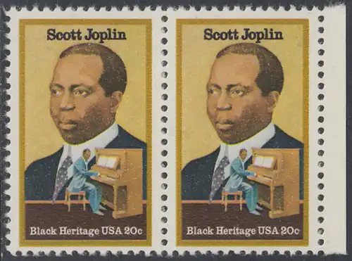 USA Michel 1634 / Scott 2044 postfrisch horiz.PAAR RAND rechts - Schwarzamerikanisches Erbe: Scott Joplin, Musiker