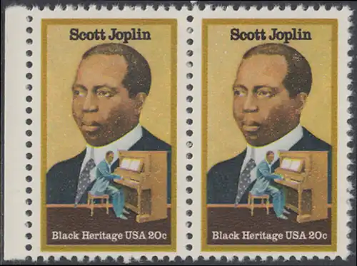 USA Michel 1634 / Scott 2044 postfrisch horiz.PAAR RAND links - Schwarzamerikanisches Erbe: Scott Joplin, Musiker