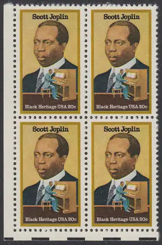 USA Michel 1634 / Scott 2044 postfrisch BLOCK ECKRAND unten links - Schwarzamerikanisches Erbe: Scott Joplin, Musiker