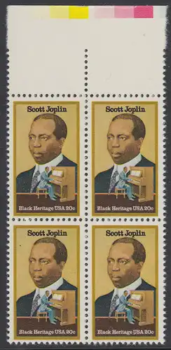 USA Michel 1634 / Scott 2044 postfrisch BLOCK RÄNDER oben (a1) - Schwarzamerikanisches Erbe: Scott Joplin, Musiker