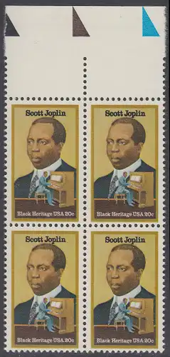 USA Michel 1634 / Scott 2044 postfrisch BLOCK RÄNDER oben (a4) - Schwarzamerikanisches Erbe: Scott Joplin, Musiker