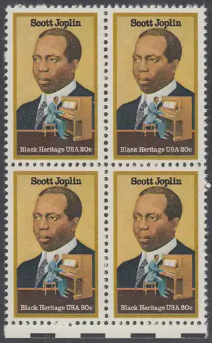 USA Michel 1634 / Scott 2044 postfrisch BLOCK RÄNDER unten - Schwarzamerikanisches Erbe: Scott Joplin, Musiker