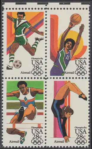USA Michel 1636-1639 / Scott C101-C104 postfrisch BLOCK RÄNDER oben (a1) - Olympische Sommerspiele 1984, Los Angeles