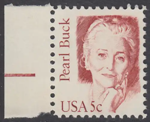 USA Michel 1640 / Scott 1848 postfrisch EINZELMARKE RAND links - Amerikanische Persönlichkeiten: Pearl Buck, eigentl. Pearl Walsh (1892-1973), Schriftstellerin, Nobelpreis 1938