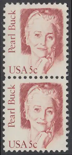 USA Michel 1640 / Scott 1848 postfrisch vert.PAAR - Amerikanische Persönlichkeiten: Pearl Buck, eigentl. Pearl Walsh (1892-1973), Schriftstellerin, Nobelpreis 1938