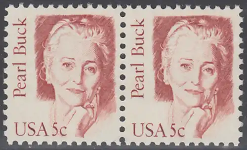 USA Michel 1640 / Scott 1848 postfrisch horiz.PAAR - Amerikanische Persönlichkeiten: Pearl Buck, eigentl. Pearl Walsh (1892-1973), Schriftstellerin, Nobelpreis 1938