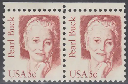USA Michel 1640 / Scott 1848 postfrisch horiz.PAAR RÄNDER oben - Amerikanische Persönlichkeiten: Pearl Buck, eigentl. Pearl Walsh (1892-1973), Schriftstellerin, Nobelpreis 1938