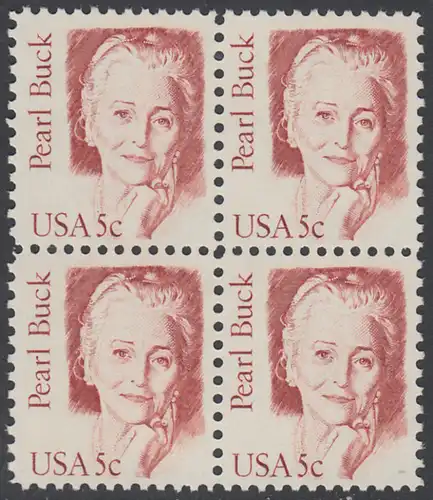USA Michel 1640 / Scott 1848 postfrisch BLOCK - Amerikanische Persönlichkeiten: Pearl Buck, eigentl. Pearl Walsh (1892-1973), Schriftstellerin, Nobelpreis 1938