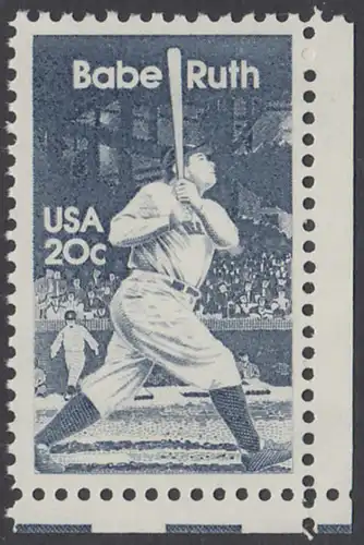 USA Michel 1641 / Scott 2046 postfrisch EINZELMARKE ECKRAND unten rechts - George Herman -Babe- Ruth (1895-1948), Baseballspieler