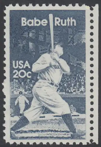 USA Michel 1641 / Scott 2046 postfrisch EINZELMARKE RAND rechts - George Herman -Babe- Ruth (1895-1948), Baseballspieler