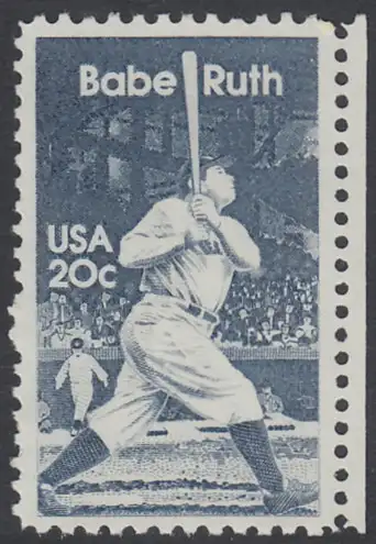 USA Michel 1641 / Scott 2046 postfrisch EINZELMARKE RAND rechts (a1) - George Herman -Babe- Ruth (1895-1948), Baseballspieler