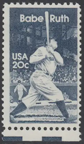 USA Michel 1641 / Scott 2046 postfrisch EINZELMARKE RAND unten - George Herman -Babe- Ruth (1895-1948), Baseballspieler
