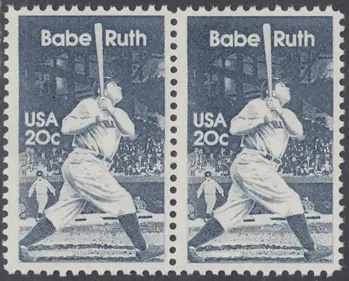 USA Michel 1641 / Scott 2046 postfrisch horiz.PAAR - George Herman -Babe- Ruth (1895-1948), Baseballspieler