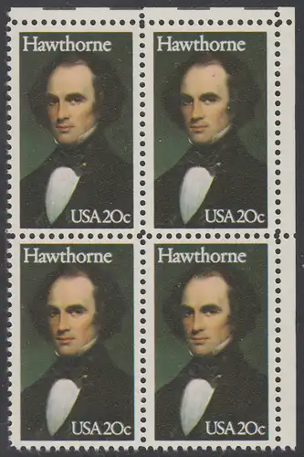 USA Michel 1642 / Scott 2047 postfrisch BLOCK ECKRAND oben rechts - Nathaniel Hawthorne, Schriftsteller