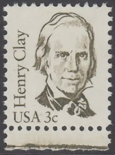 USA Michel 1643 / Scott 1846 postfrisch EINZELMARKE RAND unten - Amerikanische Persönlichkeiten: Henry Clay (1777-1852), Politiker