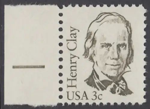 USA Michel 1643 / Scott 1846 postfrisch EINZELMARKE RAND links - Amerikanische Persönlichkeiten: Henry Clay (1777-1852), Politiker