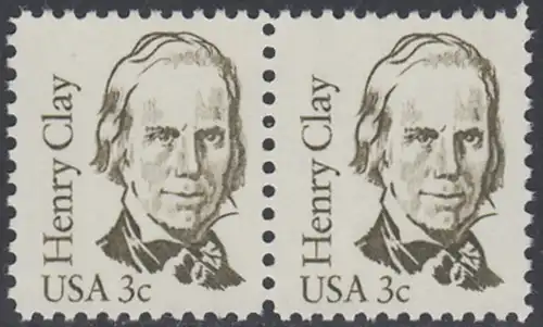 USA Michel 1643 / Scott 1846 postfrisch horiz.PAAR - Amerikanische Persönlichkeiten: Henry Clay (1777-1852), Politiker