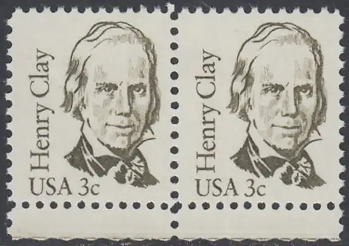 USA Michel 1643 / Scott 1846 postfrisch horiz.PAAR RÄNDER unten - Amerikanische Persönlichkeiten: Henry Clay (1777-1852), Politiker