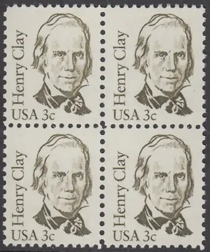 USA Michel 1643 / Scott 1846 postfrisch BLOCK - Amerikanische Persönlichkeiten: Henry Clay (1777-1852), Politiker