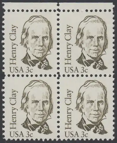 USA Michel 1643 / Scott 1846 postfrisch BLOCK RÄNDER oben - Amerikanische Persönlichkeiten: Henry Clay (1777-1852), Politiker