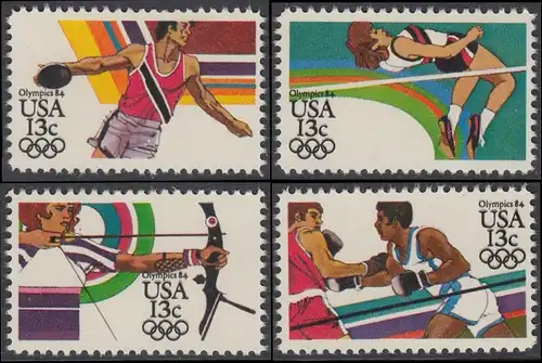 USA Michel 1644-1647 / Scott 2048-2051 postfrisch SATZ(4) EINZELMARKEN - Olympische Sommerspiele 1984, Los Angeles