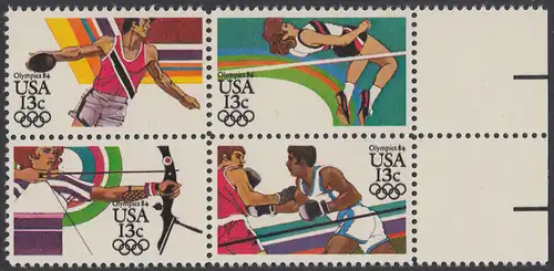 USA Michel 1644-1647 / Scott 2048-2051 postfrisch BLOCK RÄNDER rechts - Olympische Sommerspiele 1984, Los Angeles