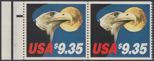 USA Michel 1648 / Scott 1909 postfrisch horiz.PAAR (aus Markenheft) - Eilmarke: Weißkopfseeadler vor Mond