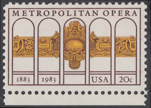 USA Michel 1652 / Scott 2054 postfrisch EINZELMARKE RAND unten (a1) - 100 Jahre Metropolitan Opera, New York