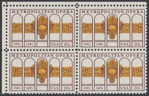 USA Michel 1652 / Scott 2054 postfrisch BLOCK ECKRAND oben links (a1) - 100 Jahre Metropolitan Opera, New York