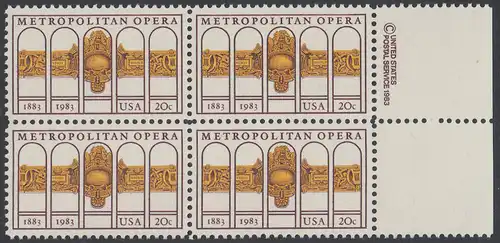 USA Michel 1652 / Scott 2054 postfrisch BLOCK RÄNDER rechts m/ copyright symbol - 100 Jahre Metropolitan Opera, New York