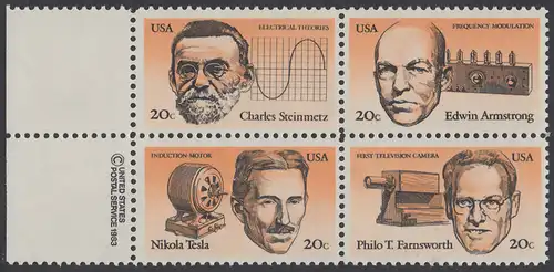 USA Michel 1653-1656 / Scott 2055-2058 postfrisch BLOCK RÄNDER links m/ copyright sytem - Erfinder