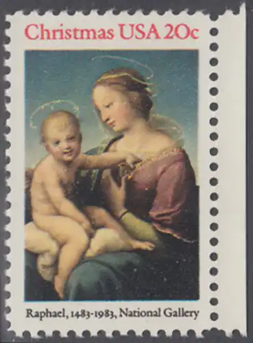 USA Michel 1663 / Scott 2063 postfrisch EINZELMARKE RAND rechts - Weihnachten: HI. Jungfrau und Kind